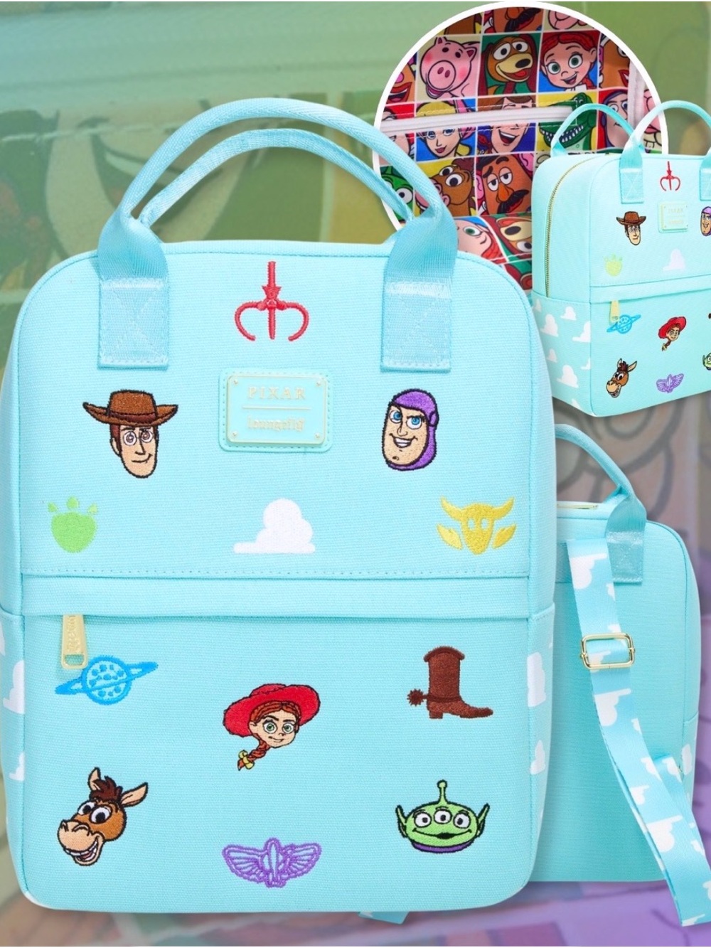 Loungefly Light Blue Toy Story Embroidered Patch Backpack - Picture 4 of 4